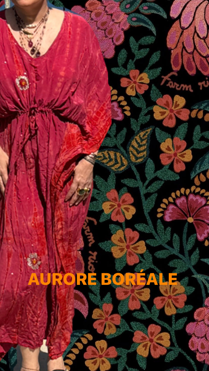 AURORE BOREALE robe de soie